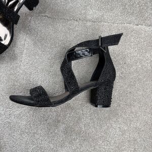 Valenti Franco Black Gemstones Women's Sandals US size 7 Heels